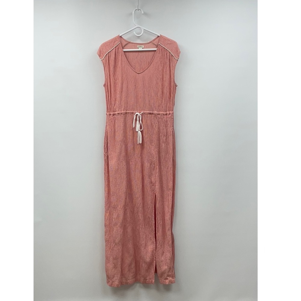 J. Crew Pink Coral Maxi Dress with Drawstring